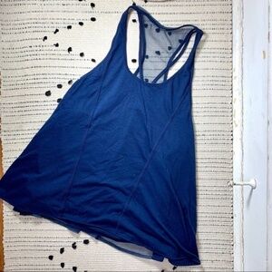 Alo Blue Layered Mesh Strappy Tank Top XS